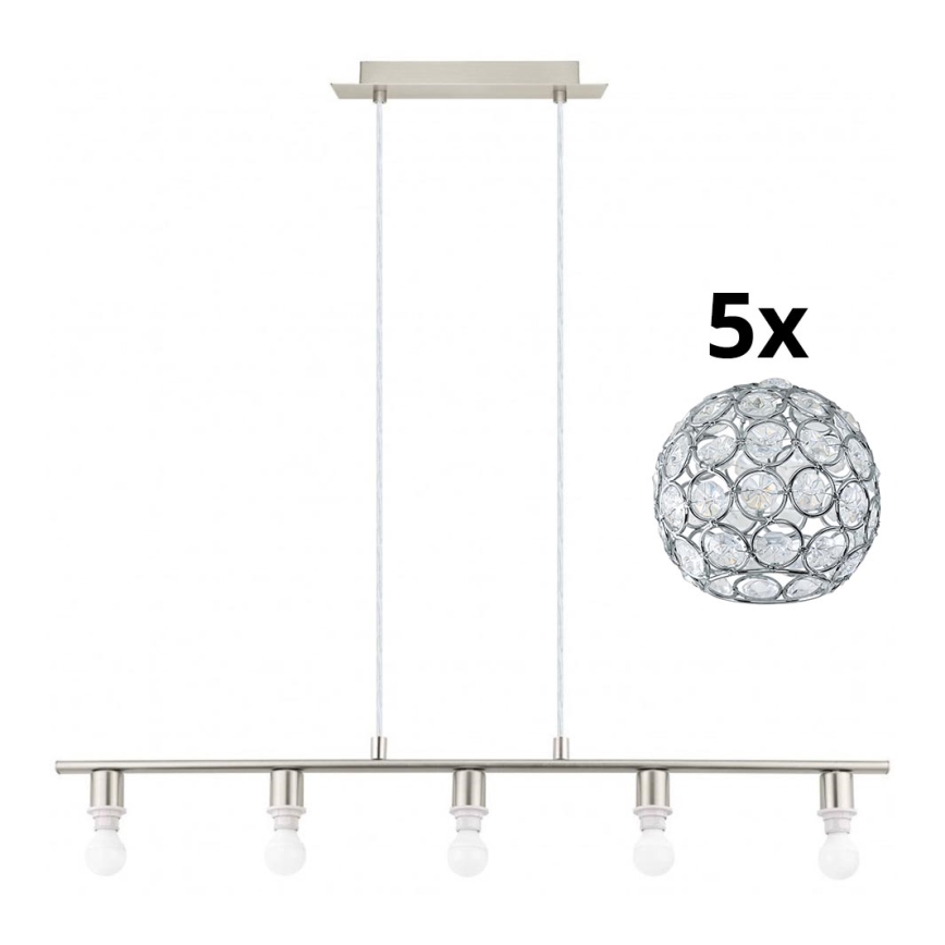 Eglo - LED Lestenec na vrvici MY CHOICE 5xE14/4W/230V mat krom