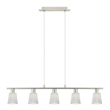 Eglo - LED Lestenec na vrvici MY CHOICE 5xE14/4W/230V mat krom/krem barva