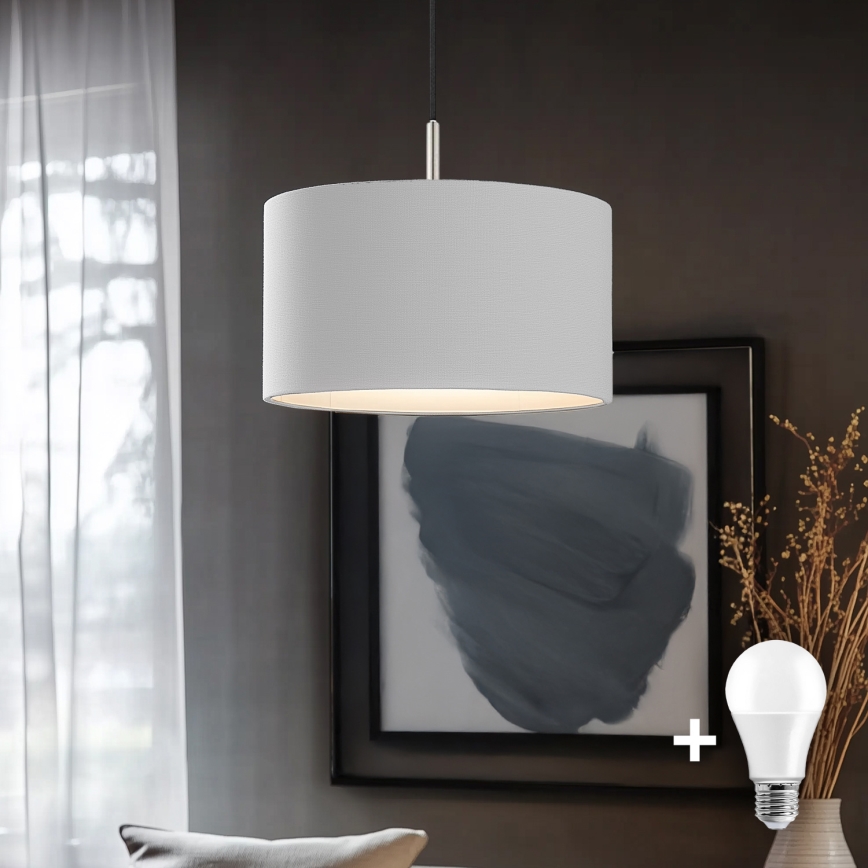Eglo - LED Lestenec na vrvici TUNJA 1xE27/60W/230V bela