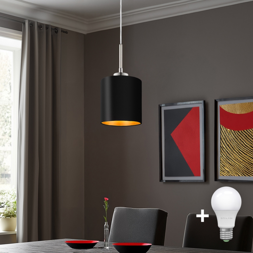Eglo - LED Lestenec na vrvici TUNJA 1xE27/60W/230V črna