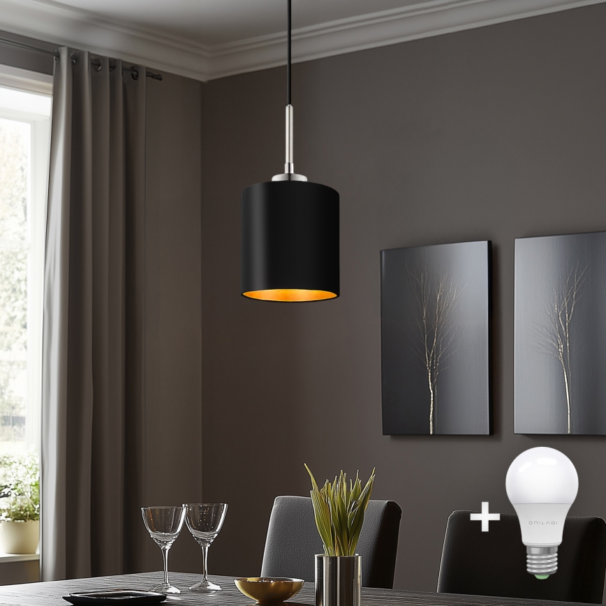 Eglo - LED Lestenec na vrvici TUNJA 1xE27/60W/230V črna