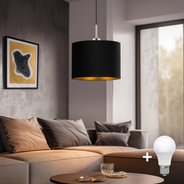 Eglo - LED Lestenec na vrvici TUNJA 1xE27/60W/230V črna