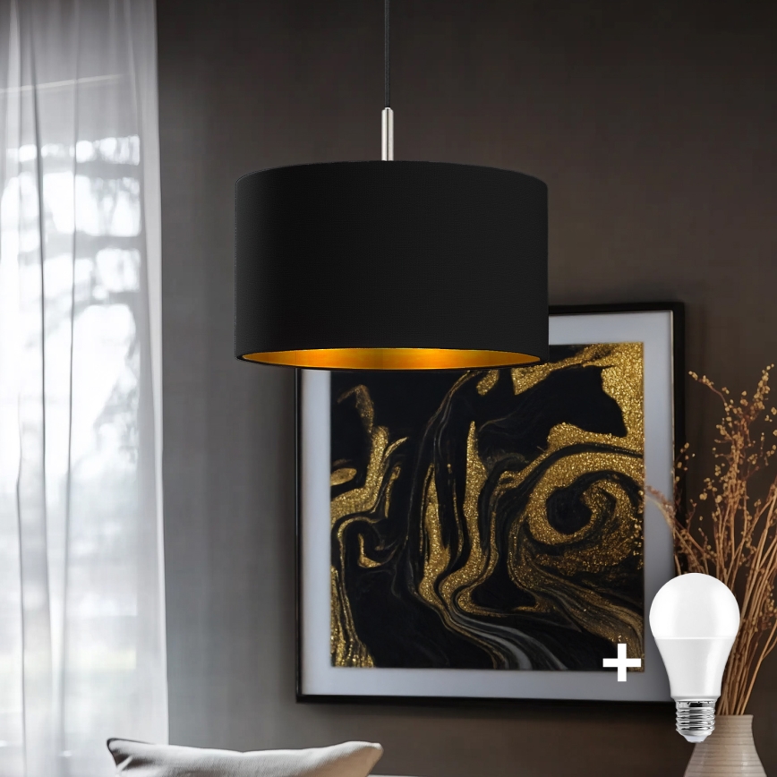 Eglo - LED Lestenec na vrvici TUNJA 1xE27/60W/230V črna
