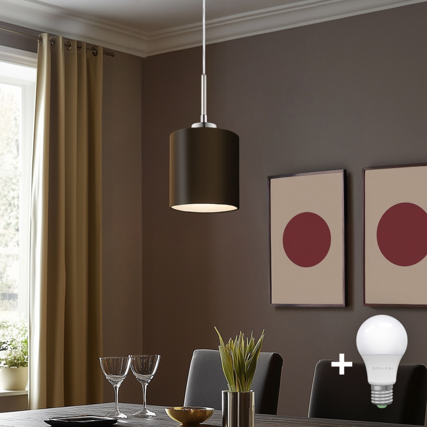 Eglo - LED Lestenec na vrvici TUNJA 1xE27/60W/230V rjava