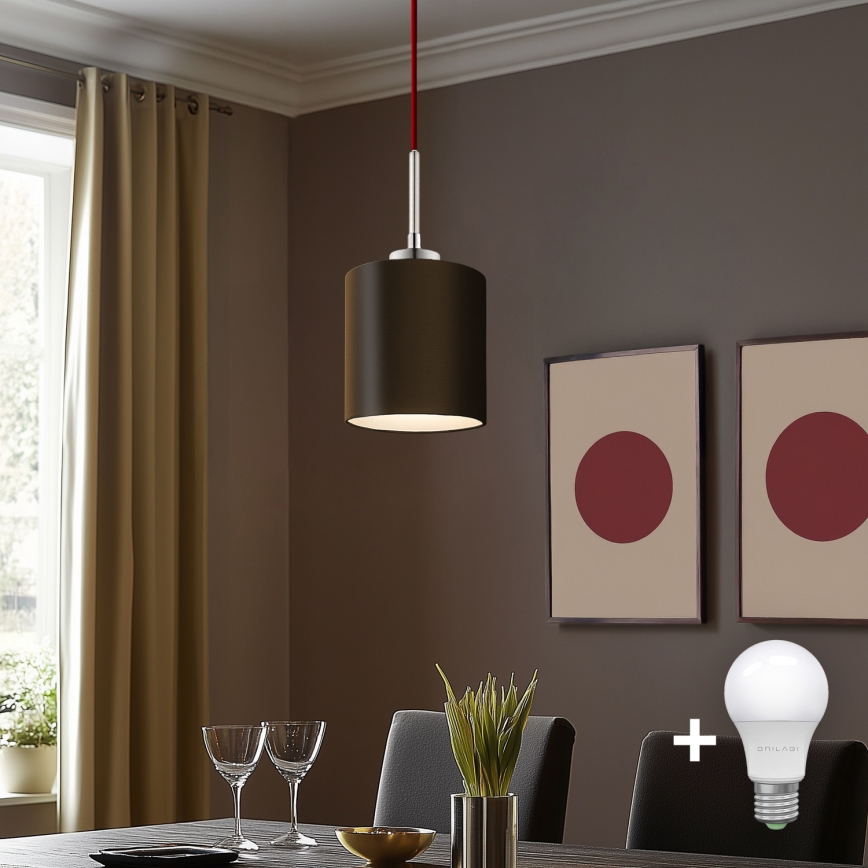 Eglo - LED Lestenec na vrvici TUNJA 1xE27/60W/230V rjava