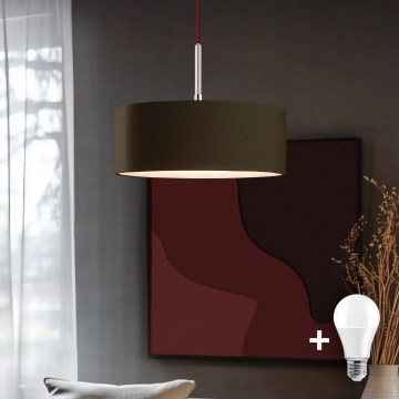 Eglo - LED Lestenec na vrvici TUNJA 1xE27/60W/230V rjava