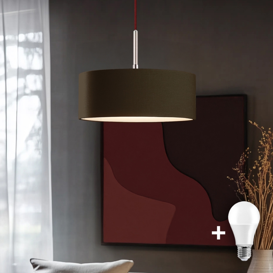 Eglo - LED Lestenec na vrvici TUNJA 1xE27/60W/230V rjava