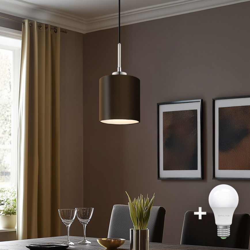 Eglo - LED Lestenec na vrvici TUNJA 1xE27/60W/230V rjava