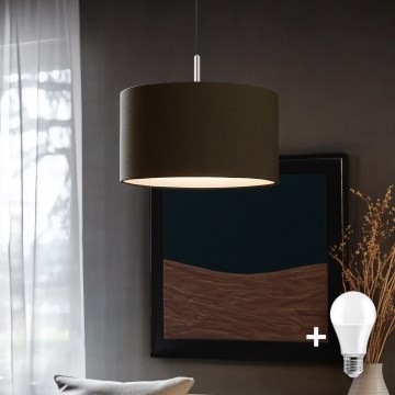Eglo - LED Lestenec na vrvici TUNJA 1xE27/60W/230V rjava