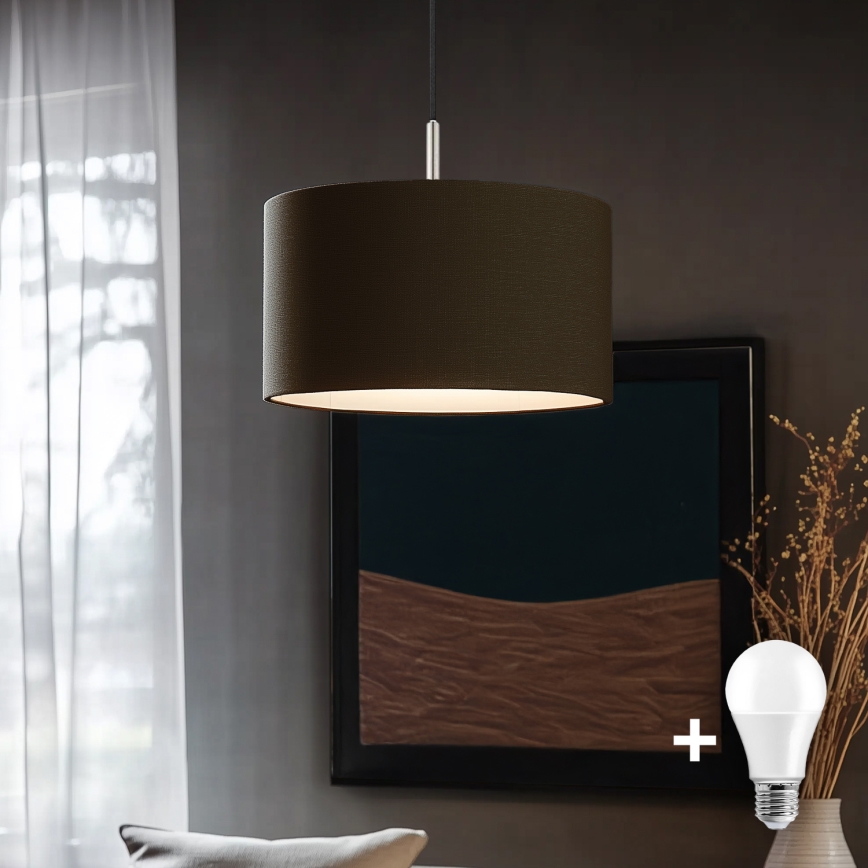 Eglo - LED Lestenec na vrvici TUNJA 1xE27/60W/230V rjava