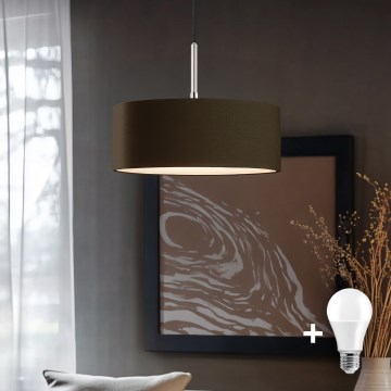 Eglo - LED Lestenec na vrvici TUNJA 1xE27/60W/230V rjava