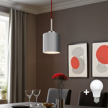 Eglo - LED Lestenec na vrvici TUNJA 1xE27/60W/230V siva