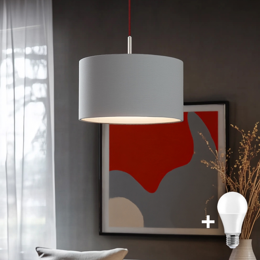 Eglo - LED Lestenec na vrvici TUNJA 1xE27/60W/230V siva