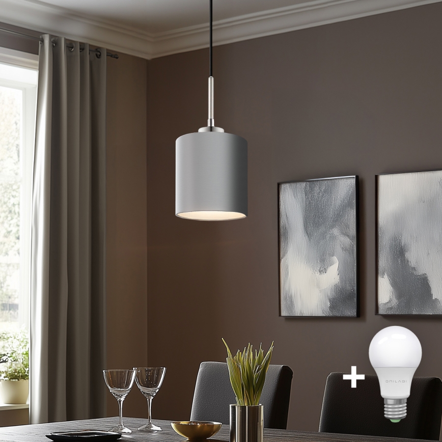 Eglo - LED Lestenec na vrvici TUNJA 1xE27/60W/230V siva