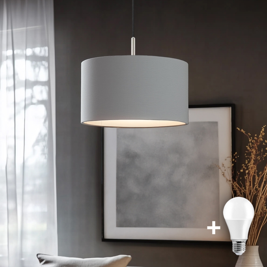 Eglo - LED Lestenec na vrvici TUNJA 1xE27/60W/230V siva