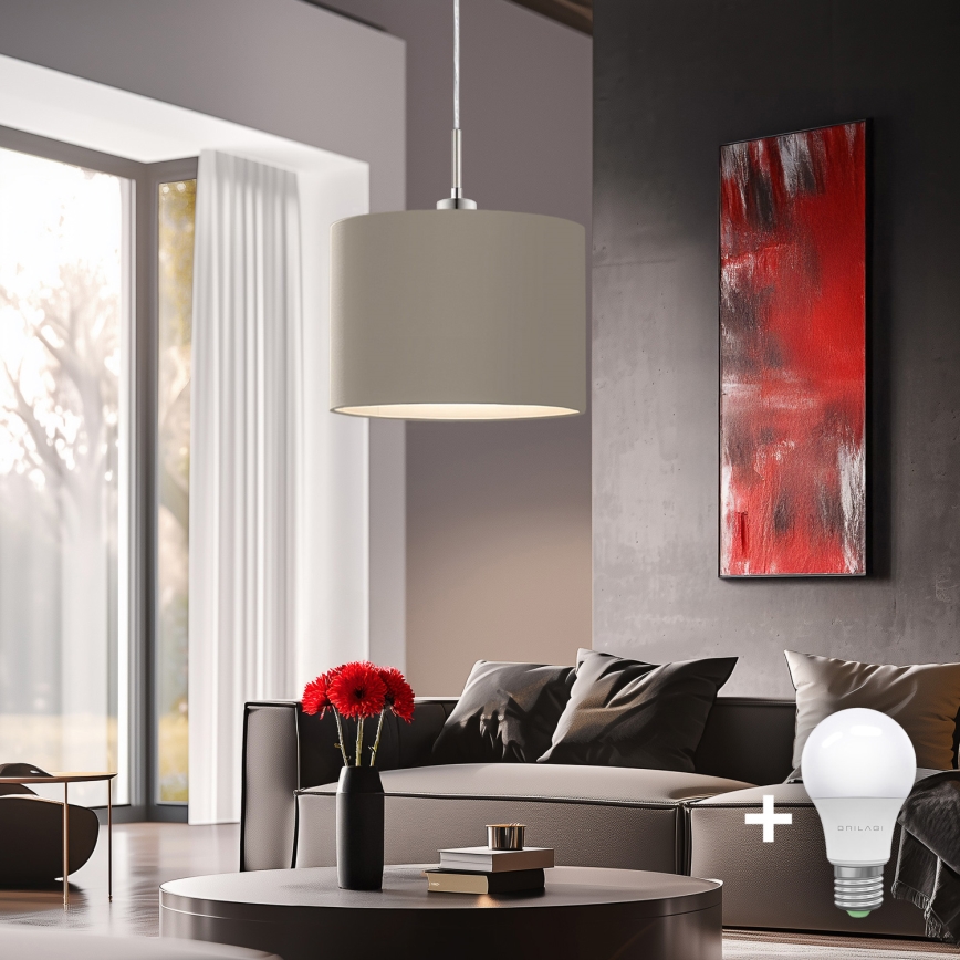 Eglo - LED Lestenec na vrvici TUNJA 1xE27/60W/230V taupe