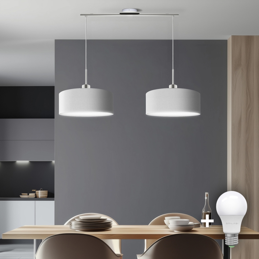 Eglo - LED Lestenec na vrvici TUNJA 2xE27/60W/230V bela