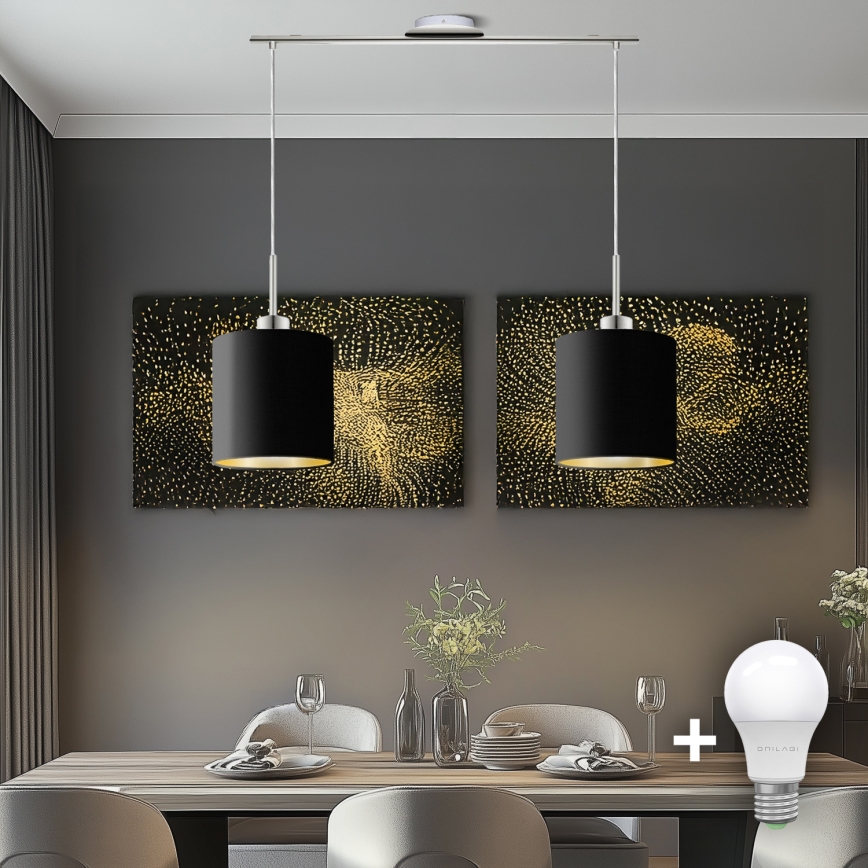 Eglo - LED Lestenec na vrvici TUNJA 2xE27/60W/230V črna