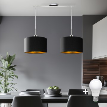 Eglo - LED Lestenec na vrvici TUNJA 2xE27/60W/230V črna