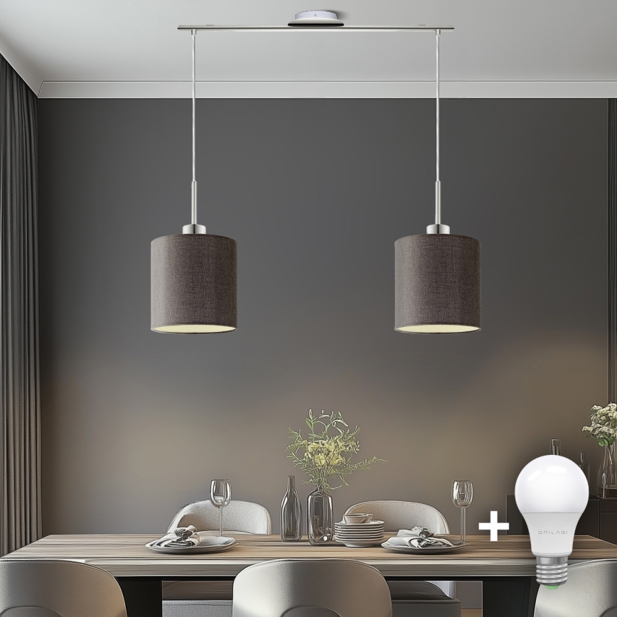 Eglo - LED Lestenec na vrvici TUNJA 2xE27/60W/230V rjava