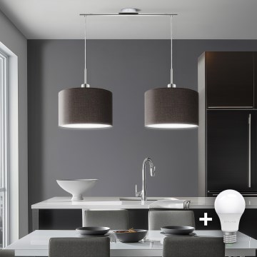 Eglo - LED Lestenec na vrvici TUNJA 2xE27/60W/230V rjava