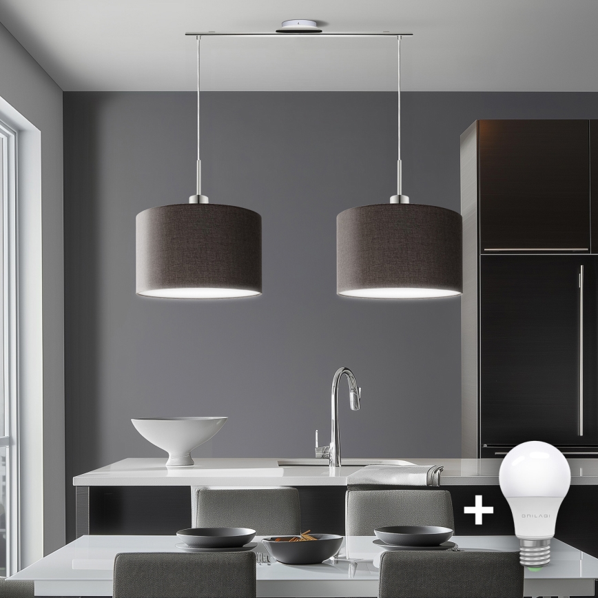 Eglo - LED Lestenec na vrvici TUNJA 2xE27/60W/230V rjava