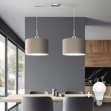 Eglo - LED Lestenec na vrvici TUNJA 2xE27/60W/230V taupe