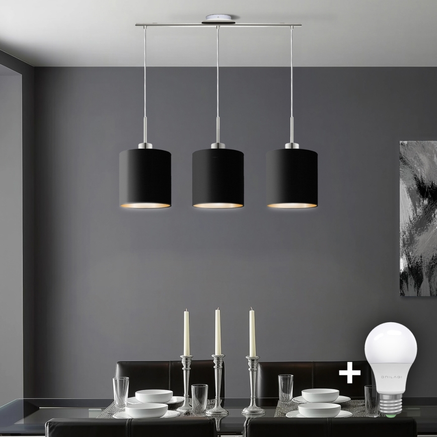 Eglo - LED  Lestenec na vrvici TUNJA 3xE27/60W/230V črna