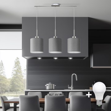 Eglo - LED Lestenec na vrvici TUNJA 3xE27/60W/230V siva