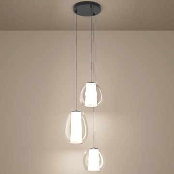 Eglo - LED luster z možnostjo zatemnitve na kablu LED/7W/230V + 2xLED/5,5W + 3xLED/1,6W črn krom