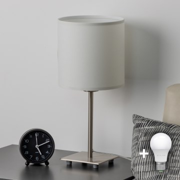 Eglo - LED Namizna svetilka TUNJA 1xE27/60W/230V 26,5 cm mat krom/bela