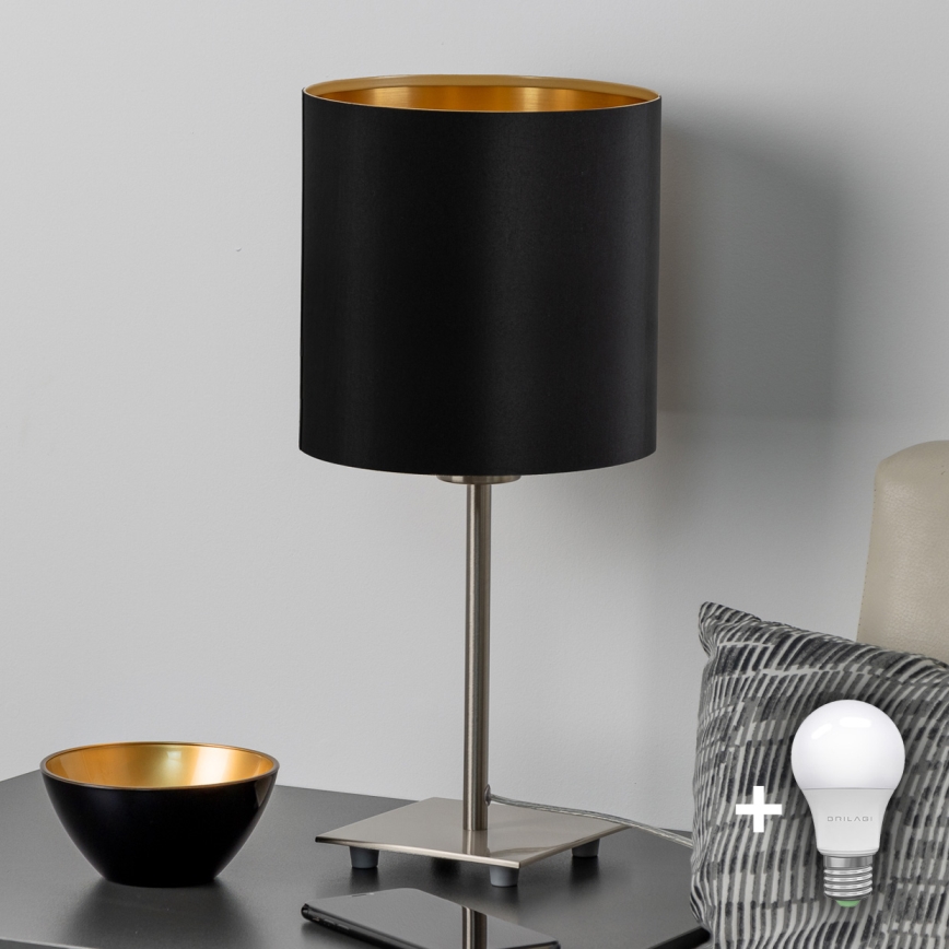 Eglo - LED Namizna svetilka TUNJA 1xE27/60W/230V 26,5 cm mat krom/črna