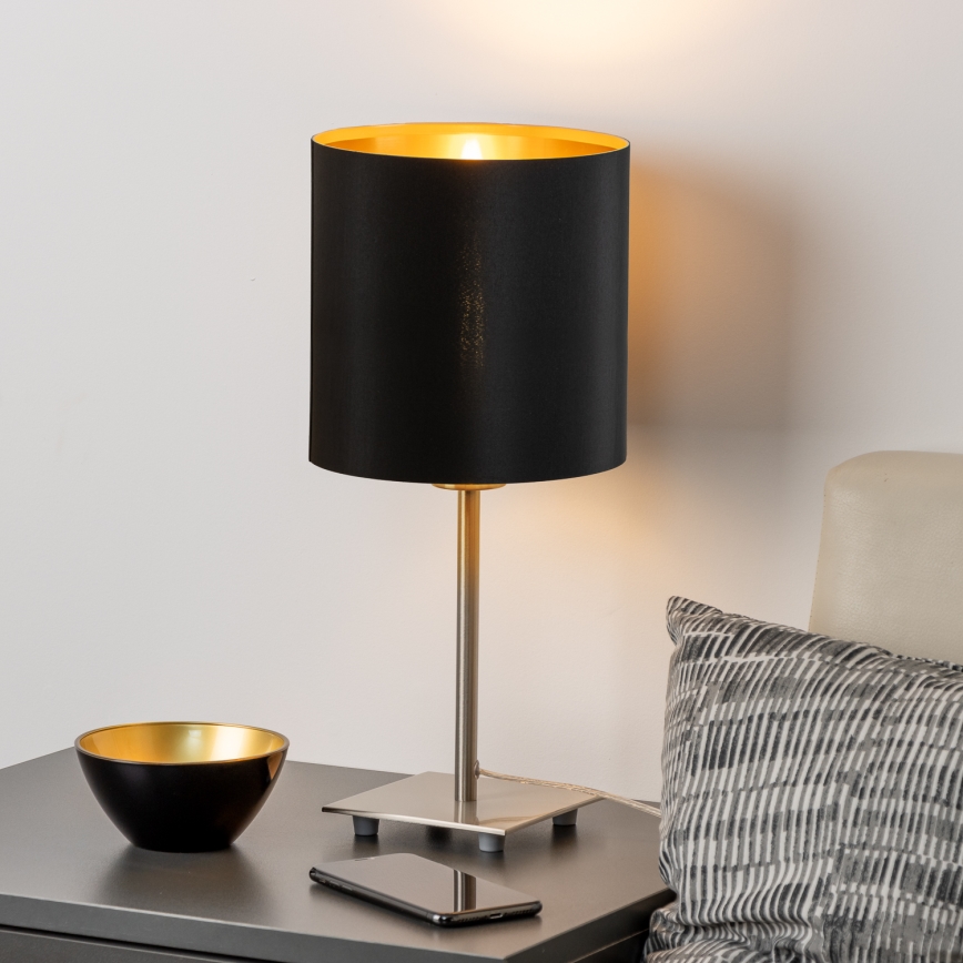 Eglo - LED Namizna svetilka TUNJA 1xE27/60W/230V 26,5 cm mat krom/črna