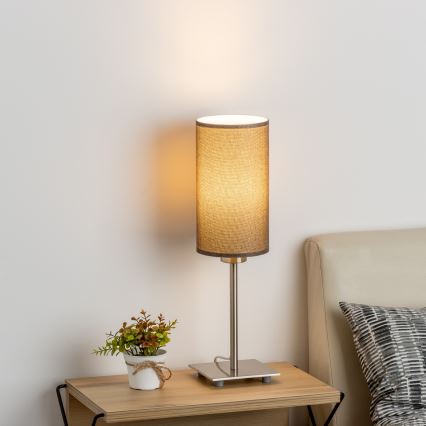 Eglo - LED Namizna svetilka TUNJA 1xE27/60W/230V 26,5 cm mat krom/rjava