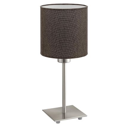 Eglo - LED Namizna svetilka TUNJA 1xE27/60W/230V 26,5 cm mat krom/rjava