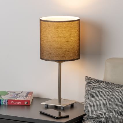 Eglo - LED Namizna svetilka TUNJA 1xE27/60W/230V 26,5 cm mat krom/rjava