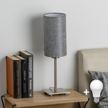 Eglo - LED Namizna svetilka TUNJA 1xE27/60W/230V 26,5 cm mat krom/siva
