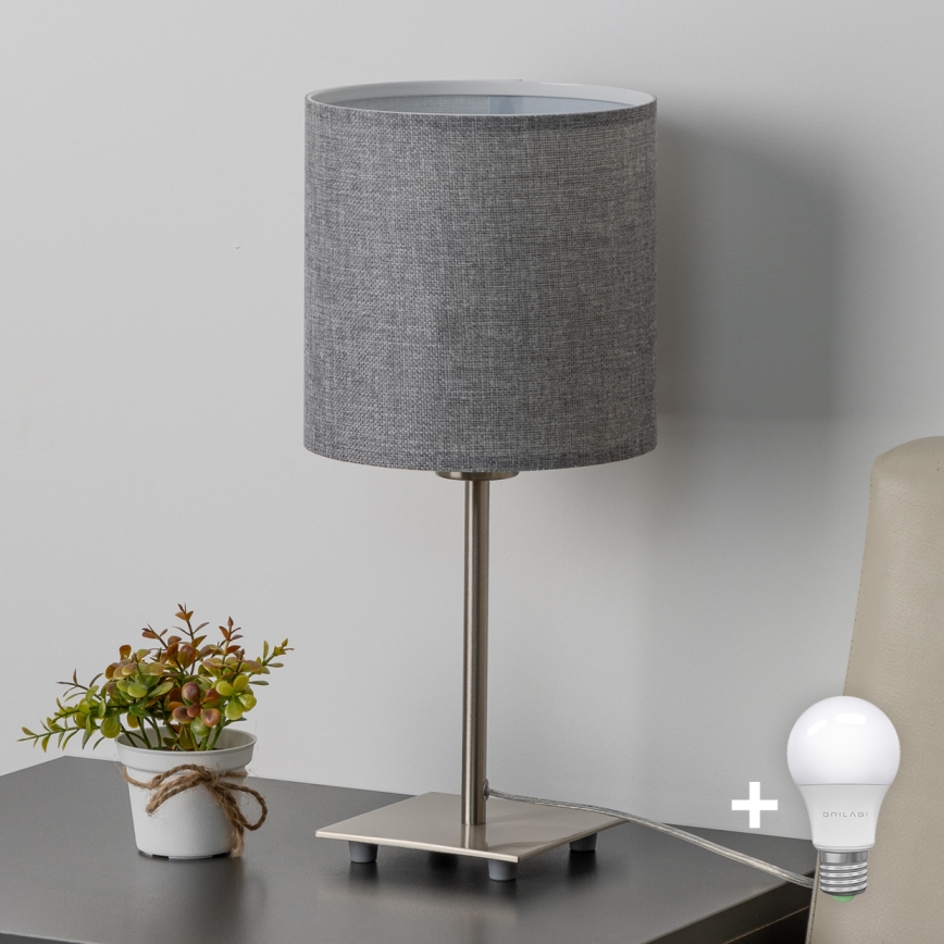 Eglo - LED Namizna svetilka TUNJA 1xE27/60W/230V 26,5 cm mat krom/siva