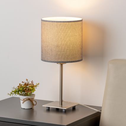 Eglo - LED Namizna svetilka TUNJA 1xE27/60W/230V 26,5 cm mat krom/siva