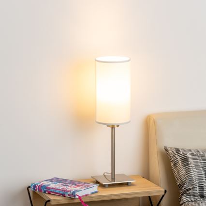 Eglo - LED namizna svetilka TUNJA 1xE27/60W/230V 26,5 cm matni krom/bela
