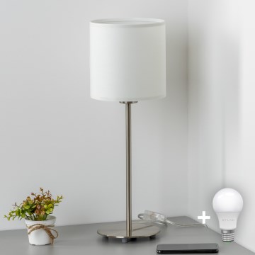 Eglo - LED  Namizna svetilka TUNJA 1xE27/60W/230V 38,5 cm mat krom/bela