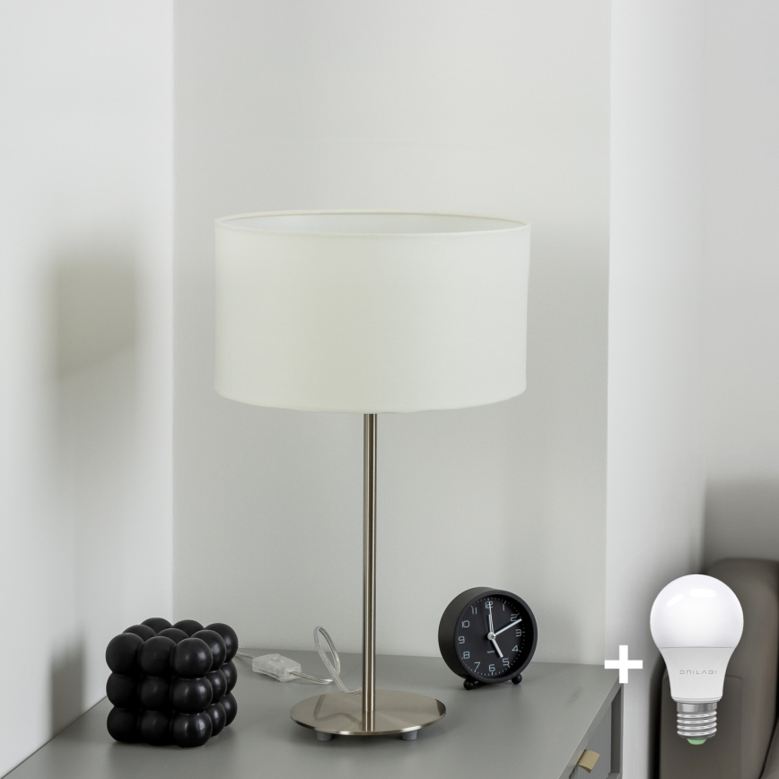 Eglo - LED  Namizna svetilka TUNJA 1xE27/60W/230V 38,5 cm mat krom/bela