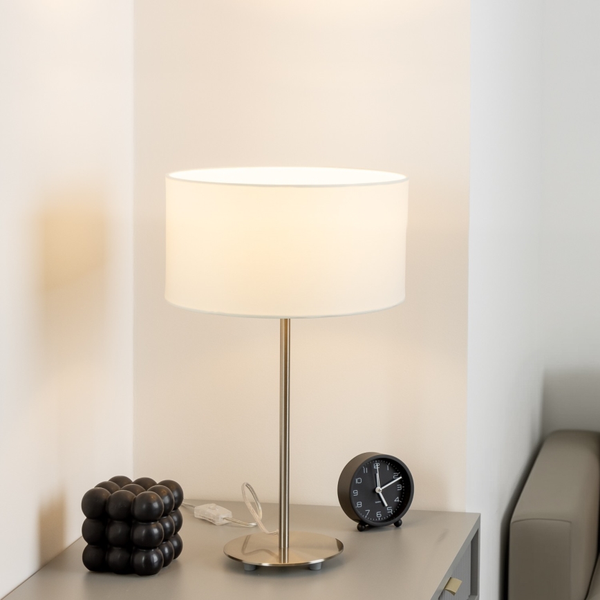 Eglo - LED  Namizna svetilka TUNJA 1xE27/60W/230V 38,5 cm mat krom/bela