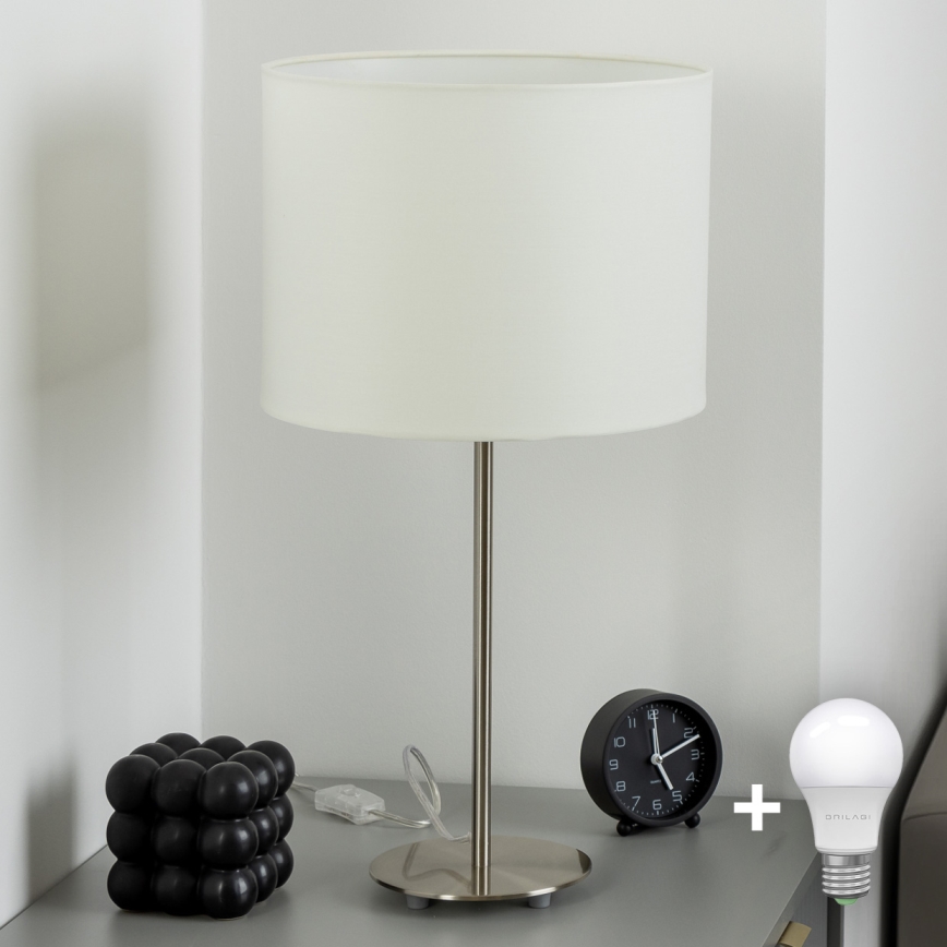 Eglo - LED  Namizna svetilka TUNJA 1xE27/60W/230V 38,5 cm mat krom/bela