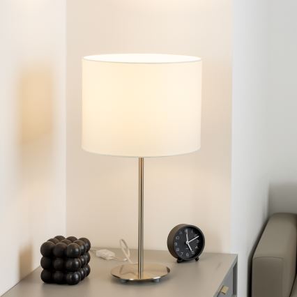 Eglo - LED  Namizna svetilka TUNJA 1xE27/60W/230V 38,5 cm mat krom/bela