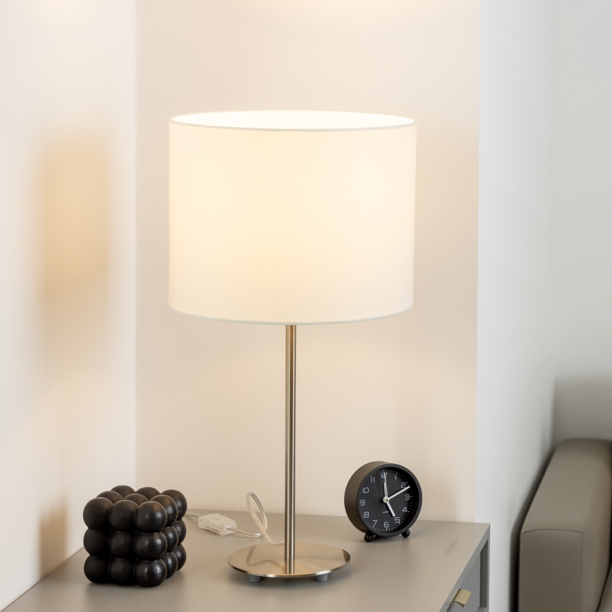 Eglo - LED  Namizna svetilka TUNJA 1xE27/60W/230V 38,5 cm mat krom/bela