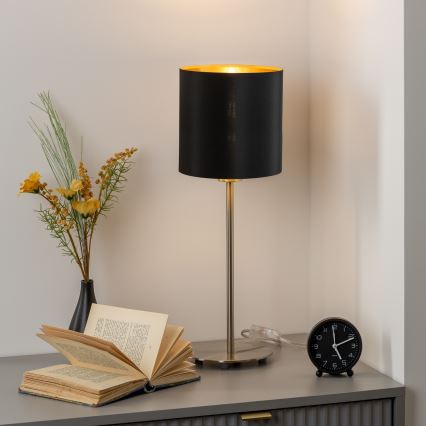 Eglo - LED Namizna svetilka TUNJA 1xE27/60W/230V 38,5 cm mat krom/črna