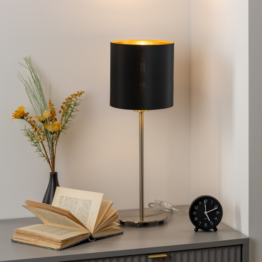Eglo - LED Namizna svetilka TUNJA 1xE27/60W/230V 38,5 cm mat krom/črna