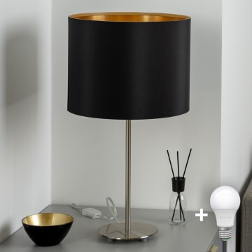 Eglo - LED  Namizna svetilka TUNJA 1xE27/60W/230V 38,5 cm mat krom/črna