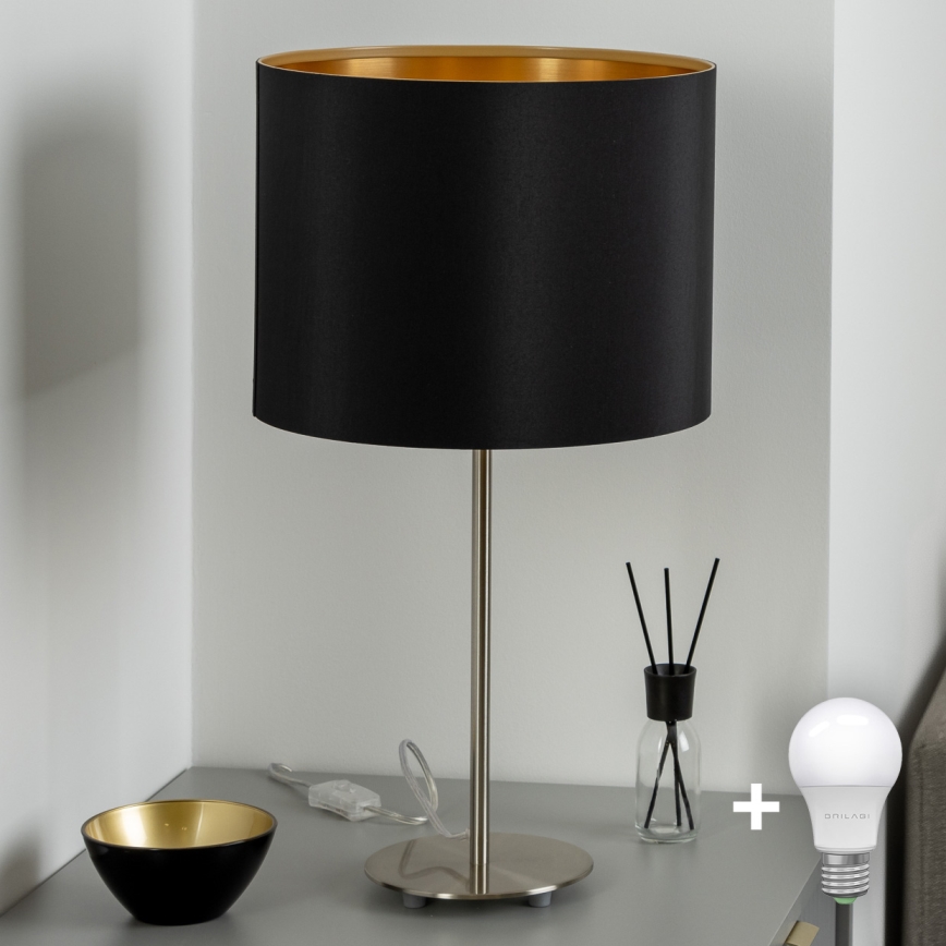 Eglo - LED  Namizna svetilka TUNJA 1xE27/60W/230V 38,5 cm mat krom/črna